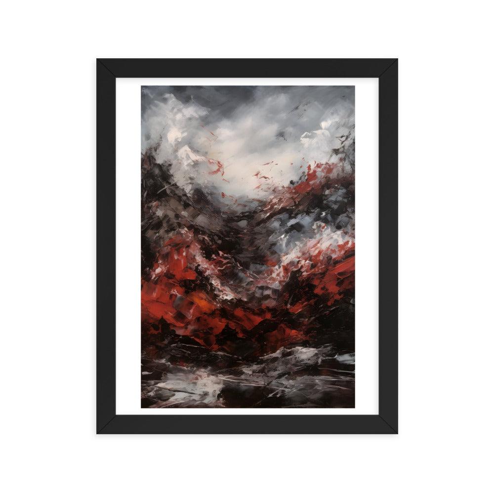 Red Stormy Sea Abstract Wall Art