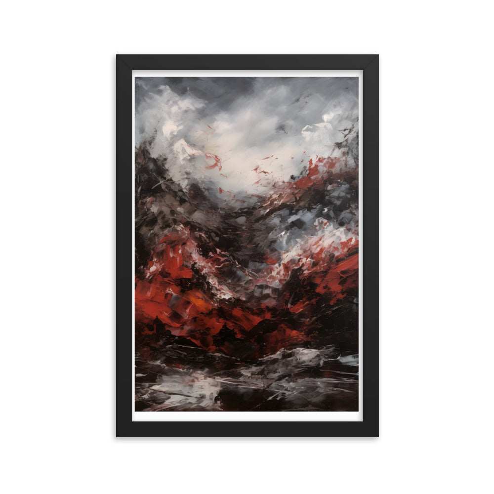 Red Stormy Sea Abstract Wall Art